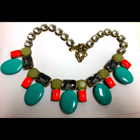 Chunky J CREW Turquoise Red & More Glitzy Necklace